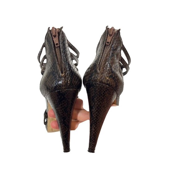 40% off! Aldo heels women's 37 US 6.5-7 brown leather strappy cage heels 5" heel - Picture 4 of 11